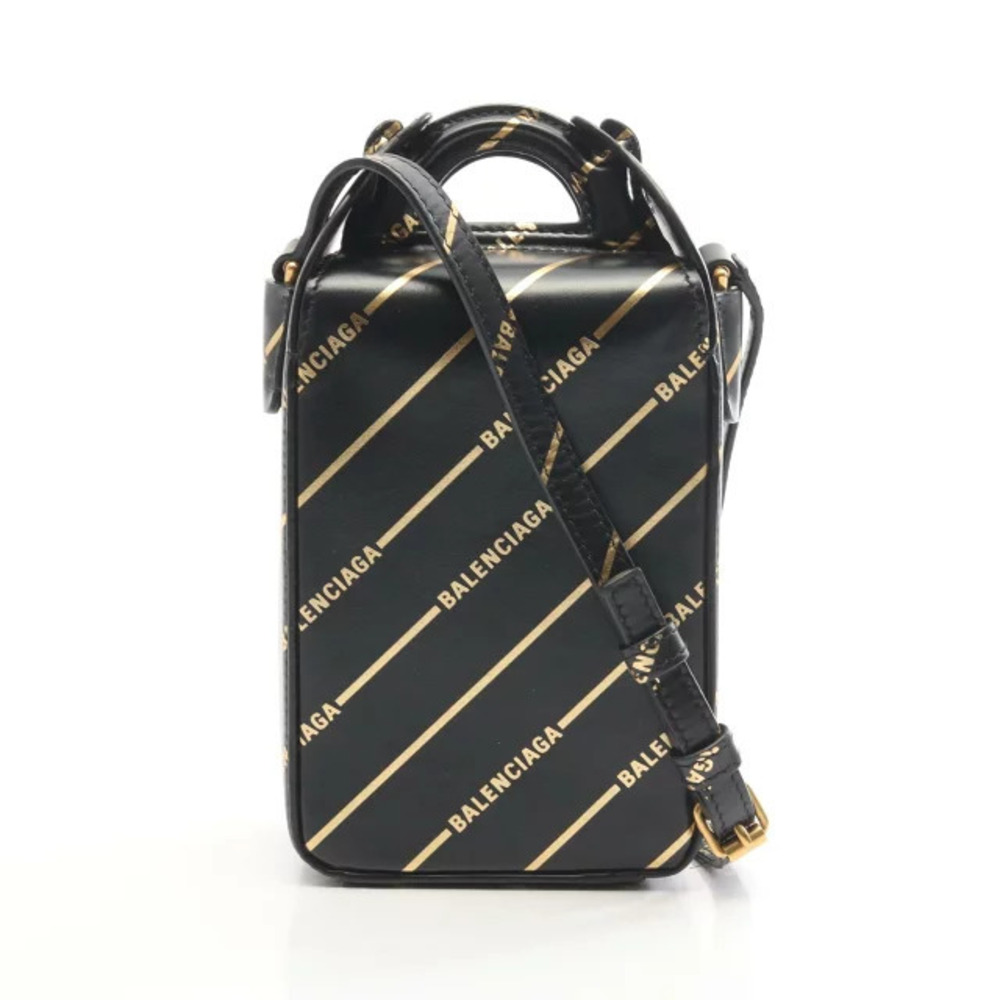 Balenciaga Shoulder Bag Leather Black Gold Tone